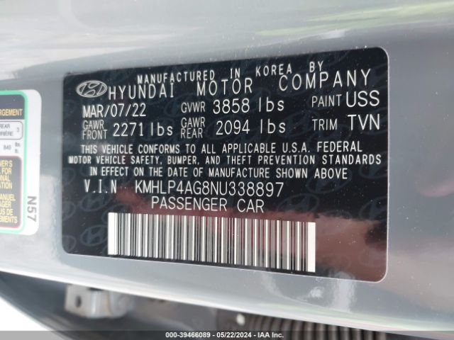 Photo 8 VIN: KMHLP4AG8NU338897 - HYUNDAI ELANTRA 