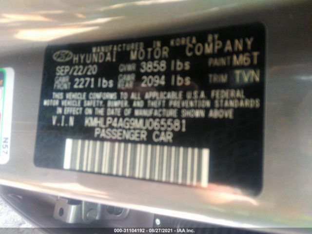 Photo 8 VIN: KMHLP4AG9MU065581 - HYUNDAI ELANTRA 