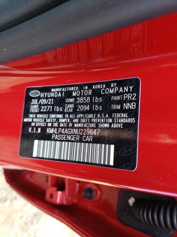 Photo 9 VIN: KMHLP4AGXNU229647 - HYUNDAI ELANTRA LI 