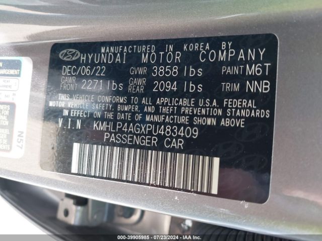 Photo 8 VIN: KMHLP4AGXPU483409 - HYUNDAI ELANTRA 