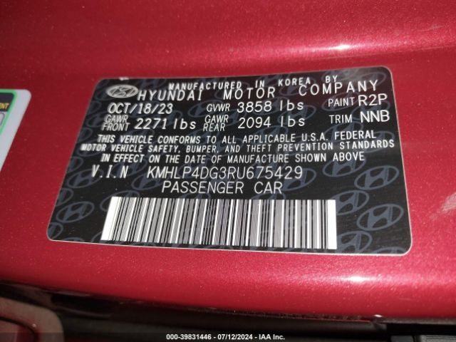 Photo 8 VIN: KMHLP4DG3RU675429 - HYUNDAI ELANTRA 