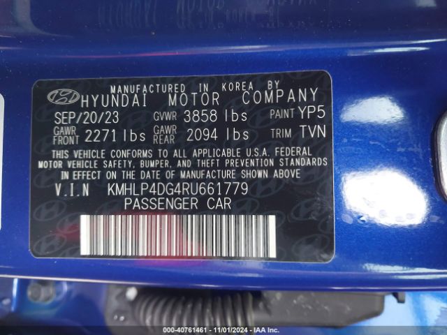 Photo 8 VIN: KMHLP4DG4RU661779 - HYUNDAI ELANTRA 