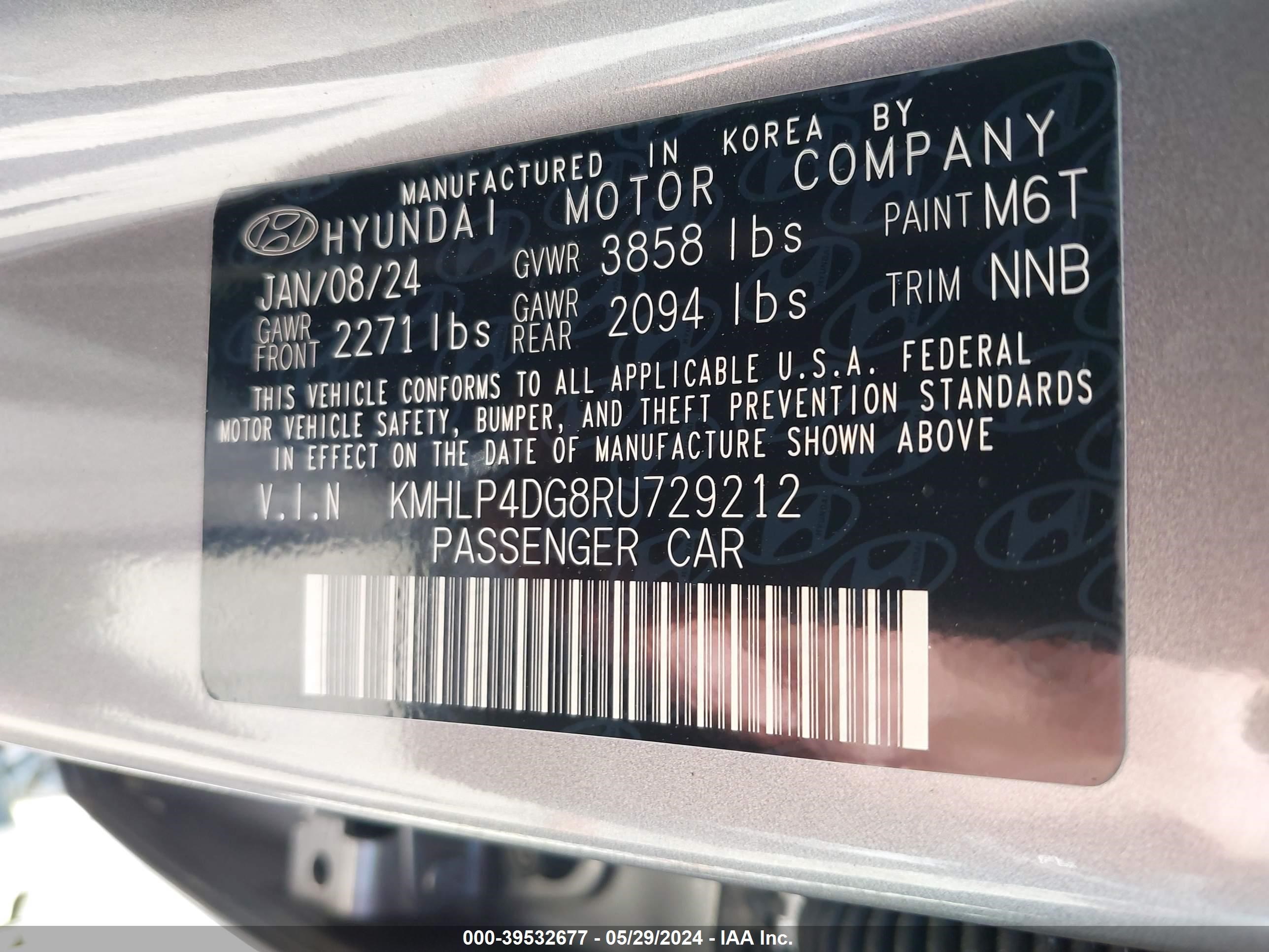 Photo 8 VIN: KMHLP4DG8RU729212 - HYUNDAI ELANTRA 