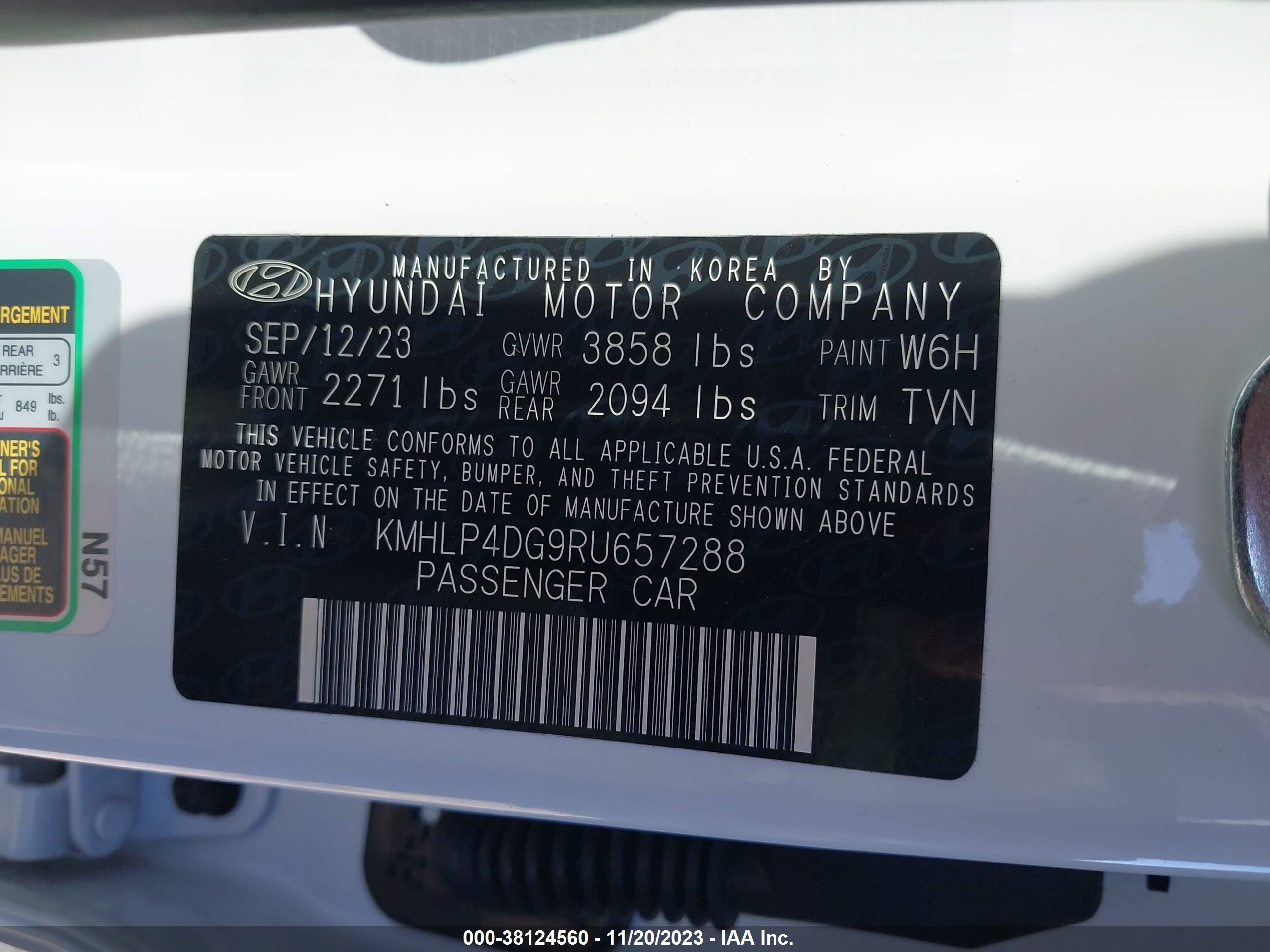 Photo 8 VIN: KMHLP4DG9RU657288 - HYUNDAI ELANTRA 