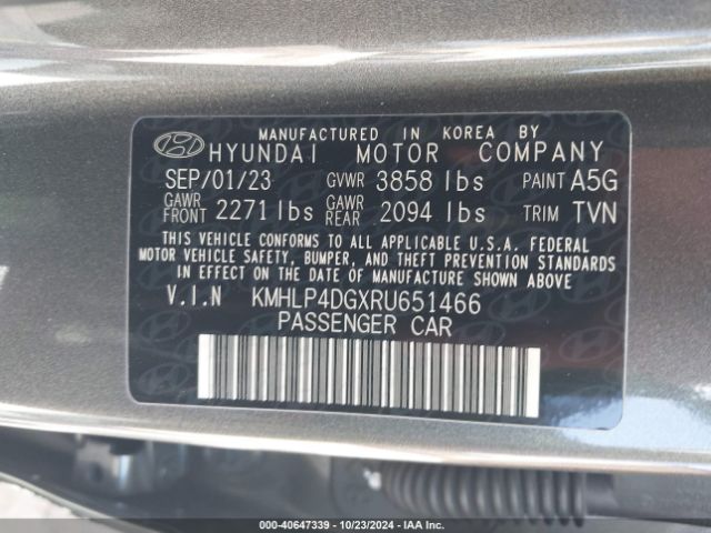 Photo 8 VIN: KMHLP4DGXRU651466 - HYUNDAI ELANTRA 