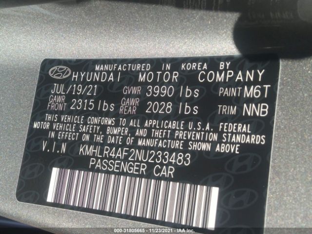 Photo 8 VIN: KMHLR4AF2NU233483 - HYUNDAI ELANTRA 