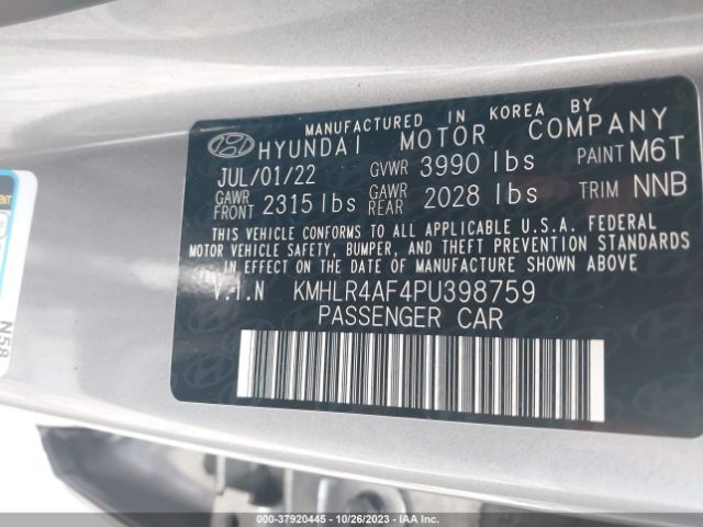 Photo 8 VIN: KMHLR4AF4PU398759 - HYUNDAI ELANTRA 