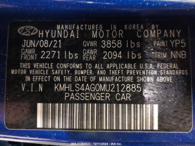 Photo 8 VIN: KMHLS4AG0MU212885 - HYUNDAI ELANTRA 