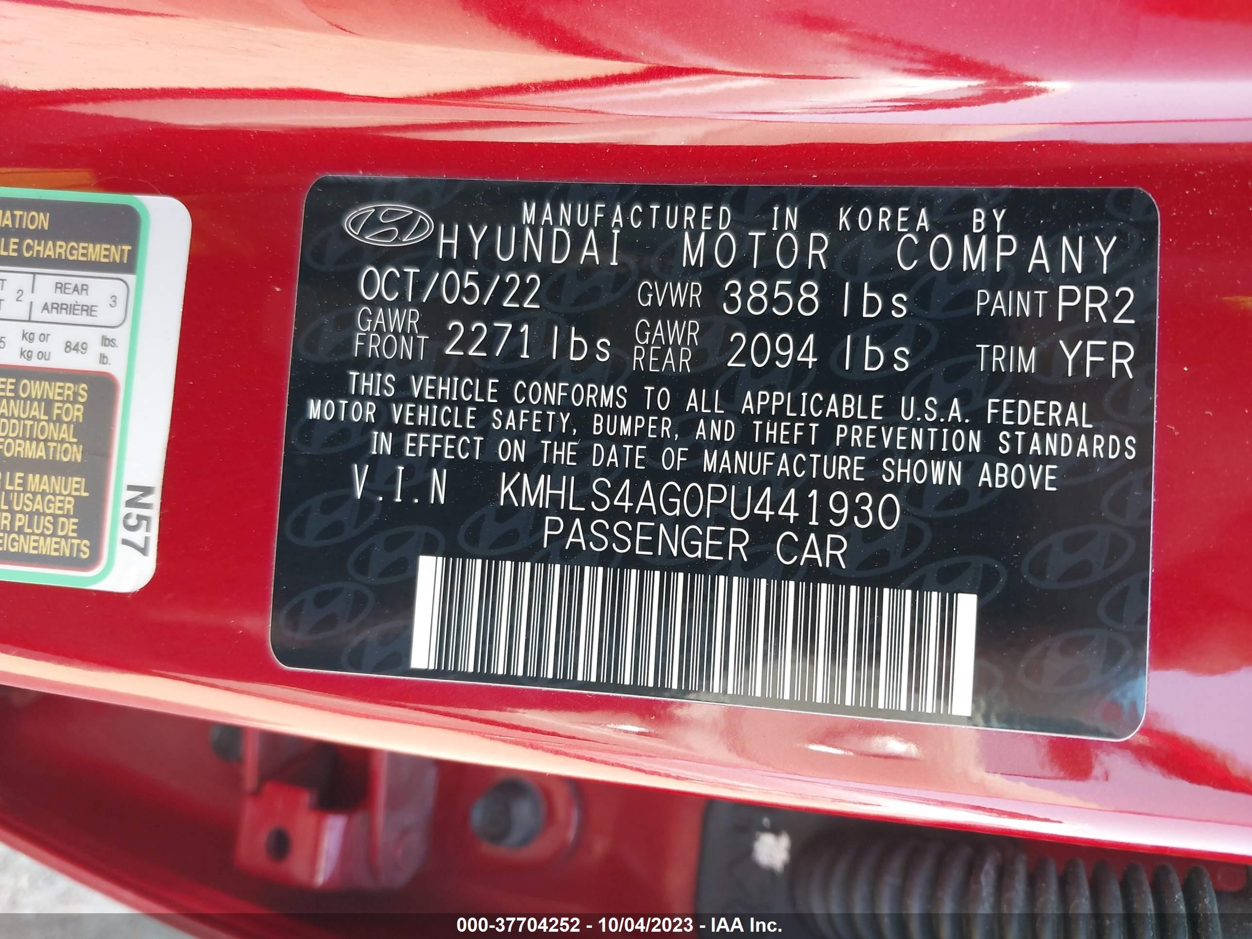 Photo 8 VIN: KMHLS4AG0PU441930 - HYUNDAI ELANTRA 