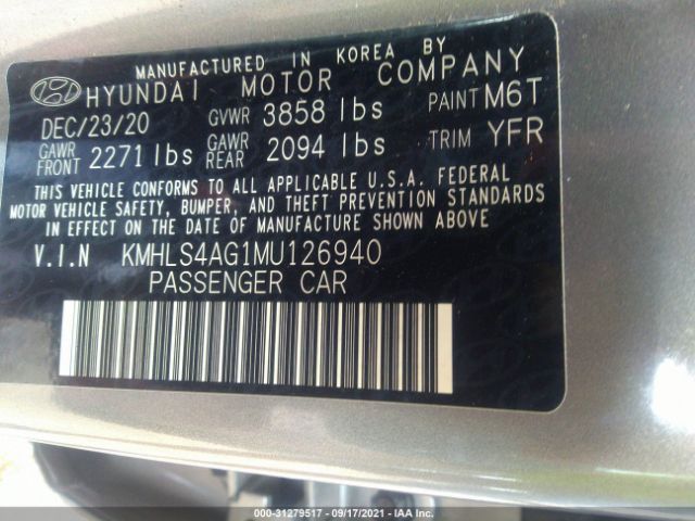 Photo 8 VIN: KMHLS4AG1MU126940 - HYUNDAI ELANTRA 