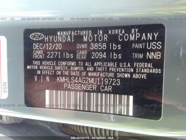 Photo 8 VIN: KMHLS4AG2MU119723 - HYUNDAI ELANTRA 