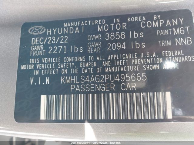 Photo 8 VIN: KMHLS4AG2PU495665 - HYUNDAI ELANTRA 