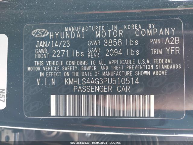 Photo 8 VIN: KMHLS4AG3PU510514 - HYUNDAI ELANTRA 