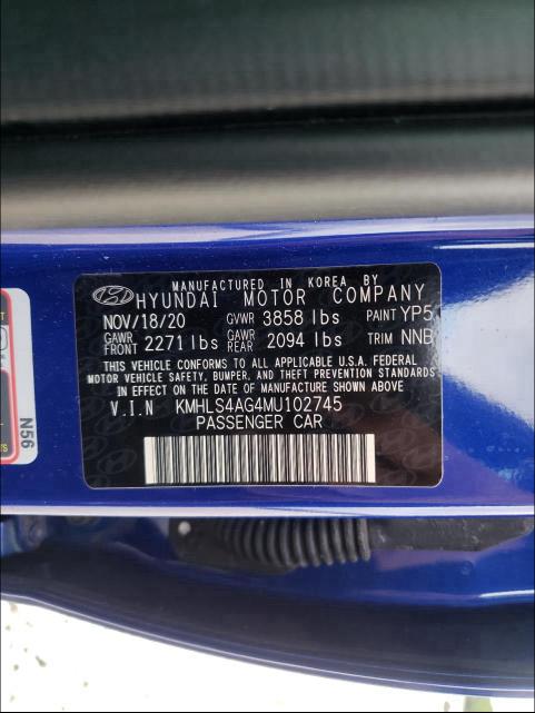 Photo 9 VIN: KMHLS4AG4MU102745 - HYUNDAI ELANTRA SE 