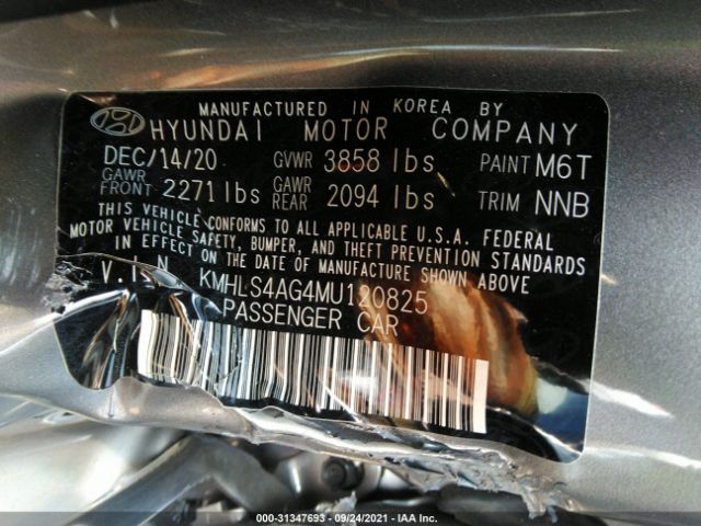 Photo 8 VIN: KMHLS4AG4MU120825 - HYUNDAI ELANTRA 