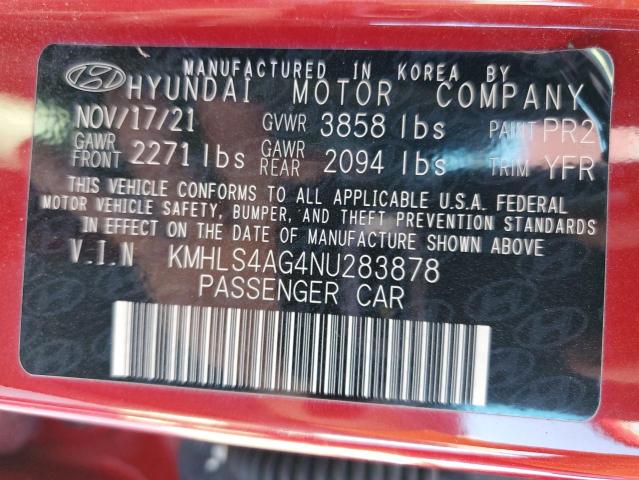 Photo 12 VIN: KMHLS4AG4NU283878 - HYUNDAI ELANTRA 