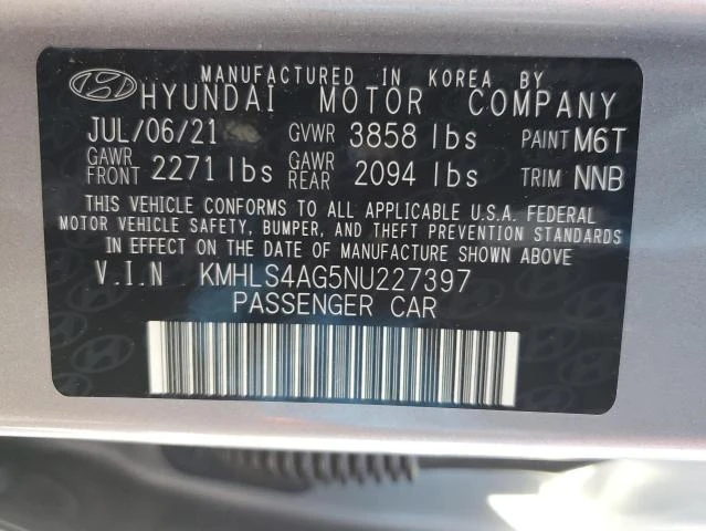 Photo 11 VIN: KMHLS4AG5NU227397 - HYUNDAI ELANTRA SE 