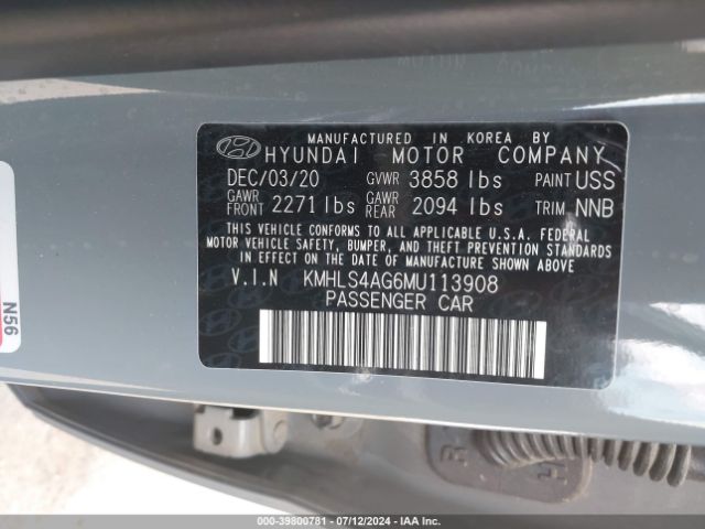 Photo 8 VIN: KMHLS4AG6MU113908 - HYUNDAI ELANTRA 