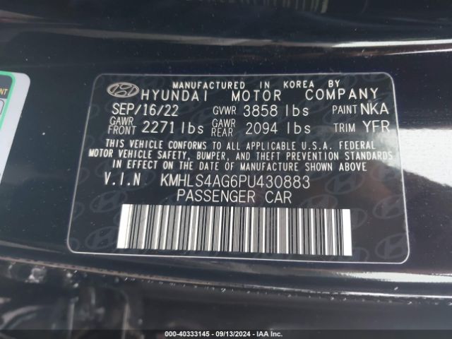 Photo 8 VIN: KMHLS4AG6PU430883 - HYUNDAI ELANTRA 