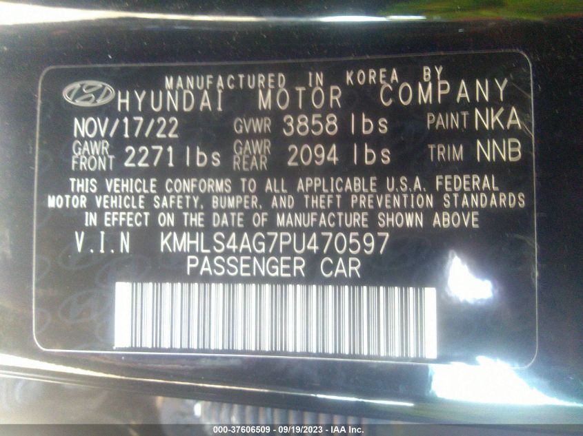 Photo 8 VIN: KMHLS4AG7PU470597 - HYUNDAI ELANTRA 