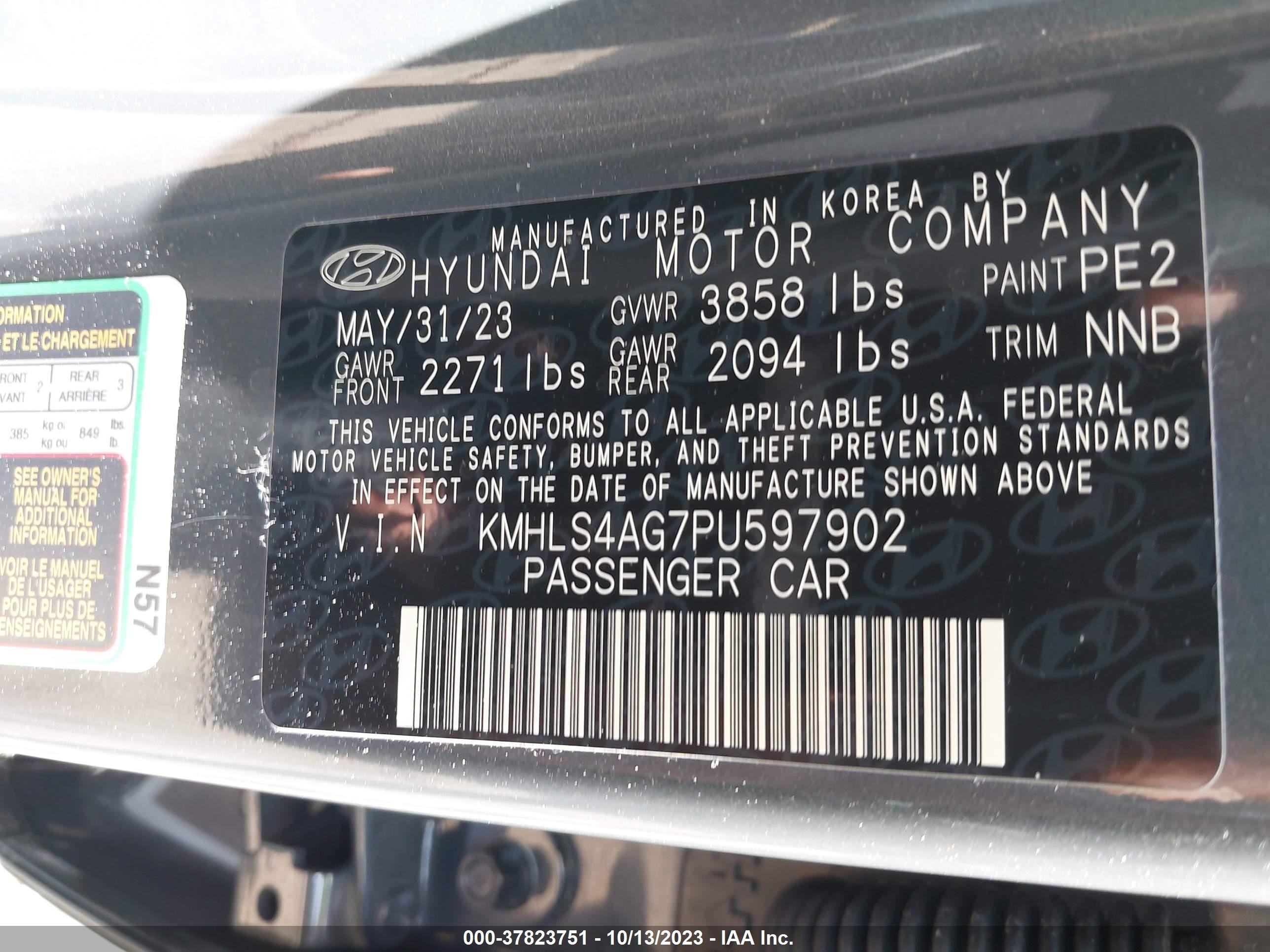 Photo 9 VIN: KMHLS4AG7PU597902 - HYUNDAI ELANTRA 