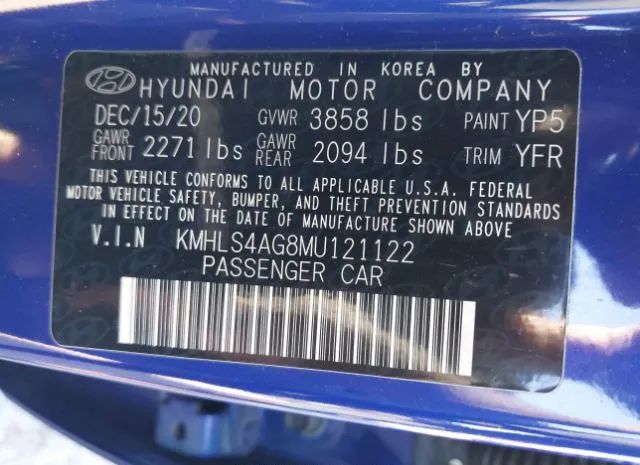 Photo 8 VIN: KMHLS4AG8MU121122 - HYUNDAI ELANTRA 