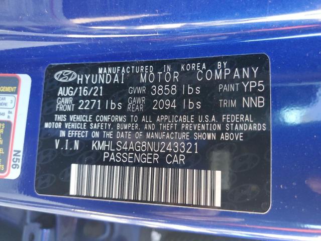 Photo 11 VIN: KMHLS4AG8NU243321 - HYUNDAI ELANTRA SE 