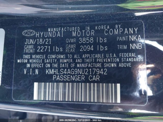 Photo 8 VIN: KMHLS4AG9NU217942 - HYUNDAI ELANTRA 