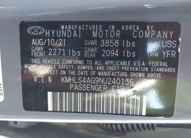 Photo 8 VIN: KMHLS4AG9NU240136 - HYUNDAI ELANTRA 