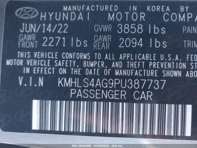 Photo 8 VIN: KMHLS4AG9PU387737 - HYUNDAI ELANTRA 