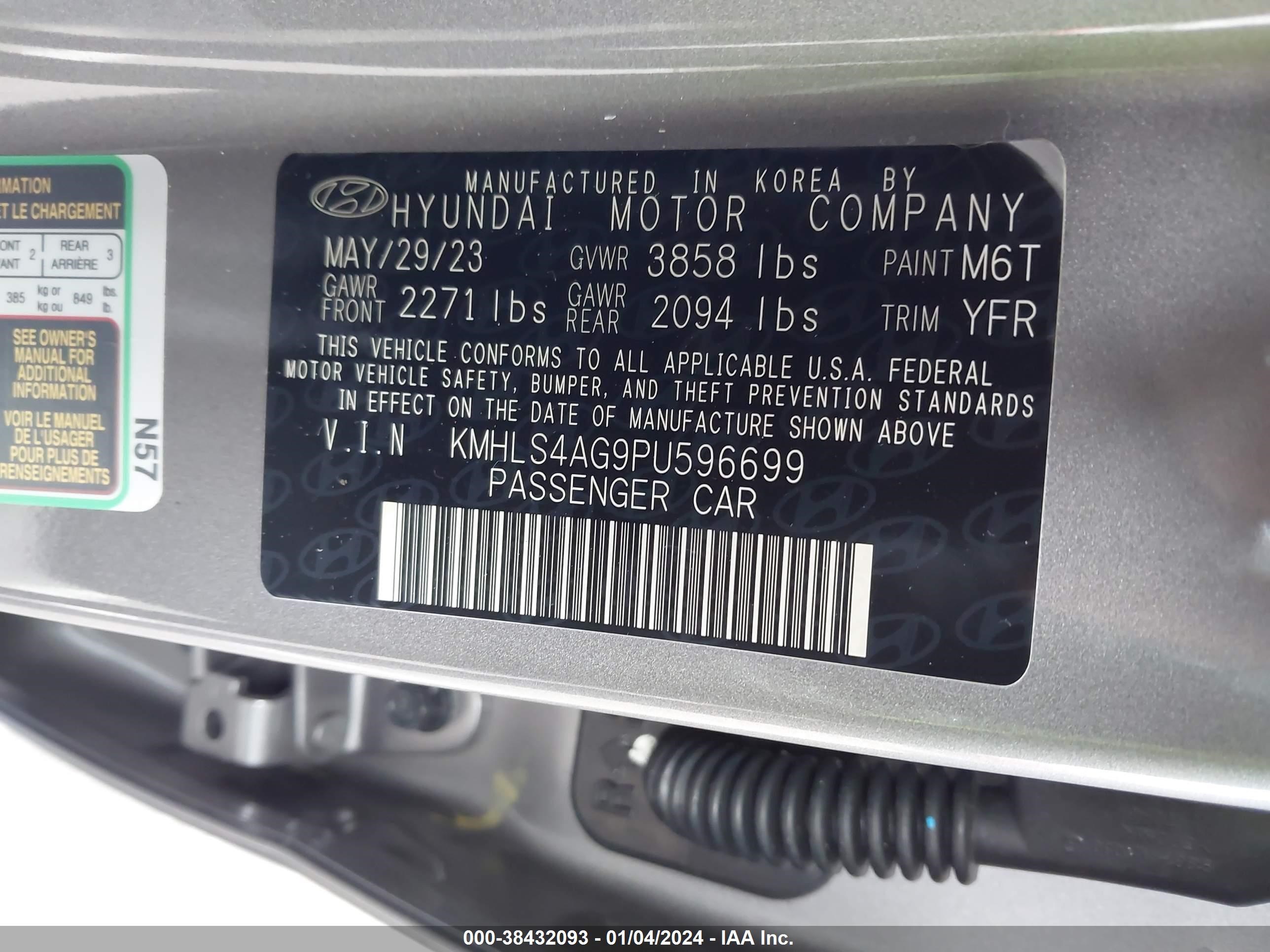 Photo 8 VIN: KMHLS4AG9PU596699 - HYUNDAI ELANTRA 