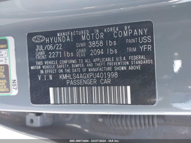 Photo 8 VIN: KMHLS4AGXPU401998 - HYUNDAI ELANTRA 