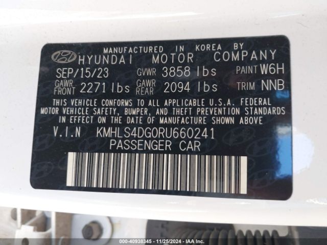 Photo 8 VIN: KMHLS4DG0RU660241 - HYUNDAI ELANTRA 