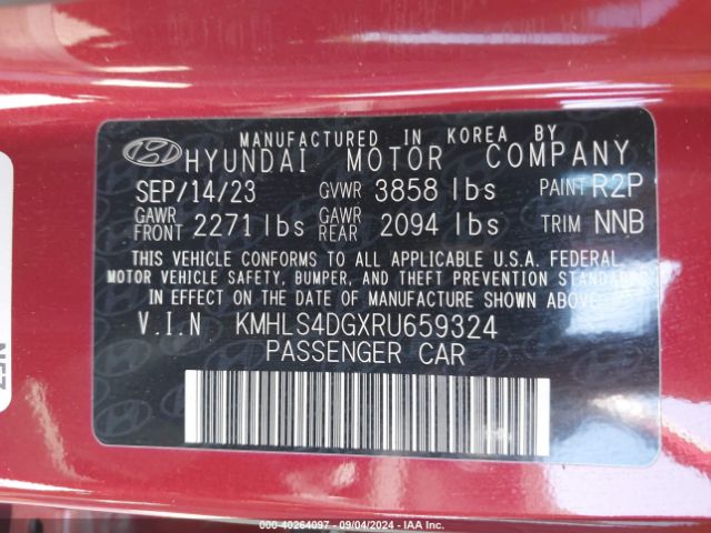 Photo 8 VIN: KMHLS4DGXRU659324 - HYUNDAI ELANTRA 