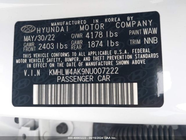 Photo 8 VIN: KMHLW4AK9NU007222 - HYUNDAI ELANTRA N 