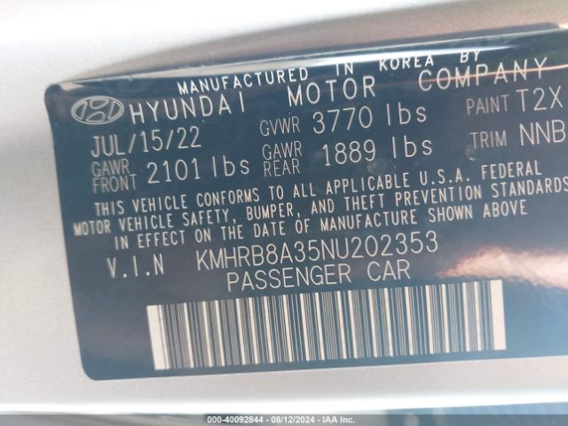 Photo 8 VIN: KMHRB8A35NU202353 - HYUNDAI VENUE 