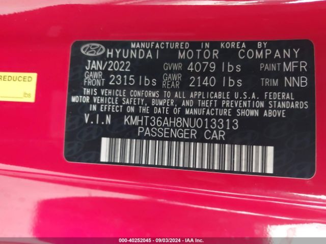 Photo 8 VIN: KMHT36AH8NU013313 - HYUNDAI VELOSTER N 