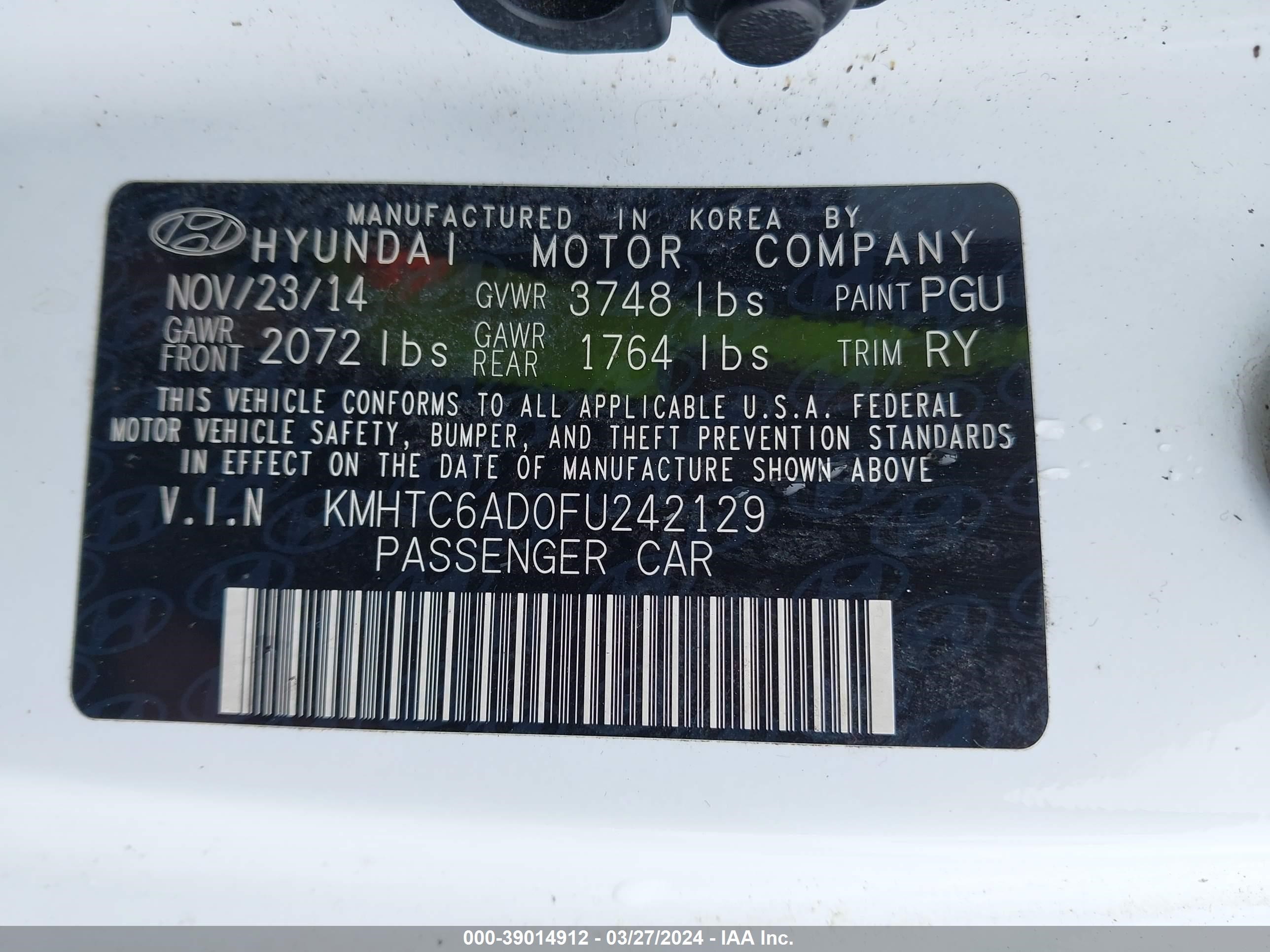 Photo 8 VIN: KMHTC6AD0FU242129 - HYUNDAI VELOSTER 