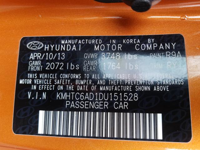 Photo 9 VIN: KMHTC6AD1DU151528 - HYUNDAI VELOSTER 