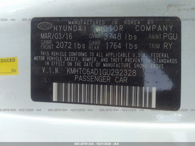 Photo 8 VIN: KMHTC6AD1GU292328 - HYUNDAI VELOSTER 