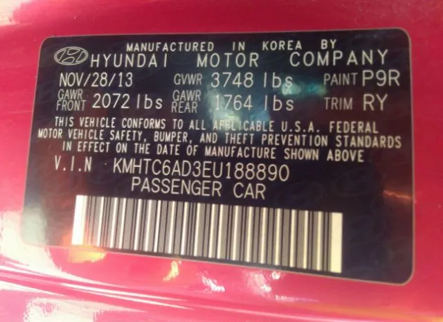 Photo 8 VIN: KMHTC6AD3EU188890 - HYUNDAI VELOSTER 