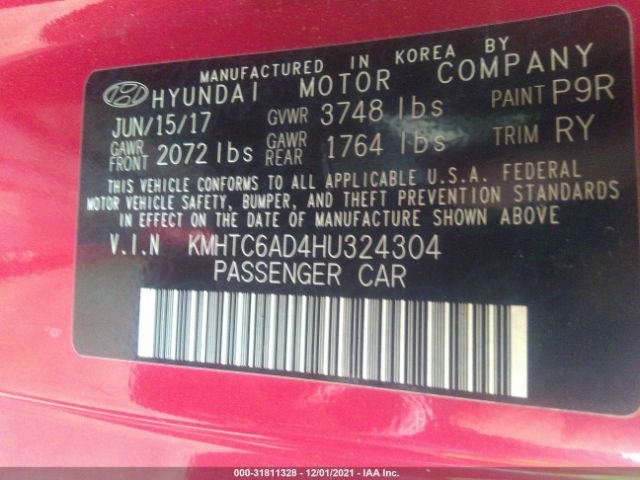 Photo 8 VIN: KMHTC6AD4HU324304 - HYUNDAI VELOSTER 