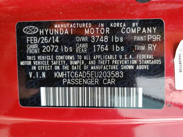 Photo 9 VIN: KMHTC6AD5EU203583 - HYUNDAI VELOSTER 