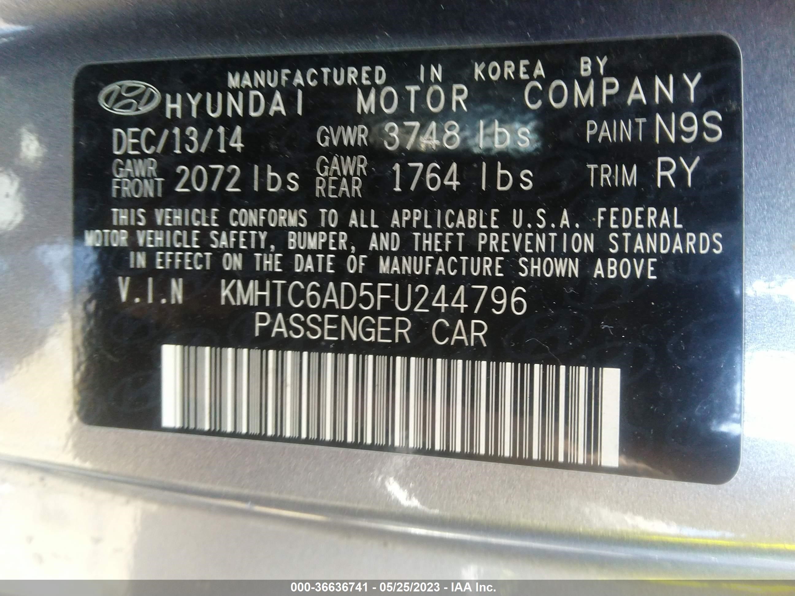 Photo 8 VIN: KMHTC6AD5FU244796 - HYUNDAI VELOSTER 