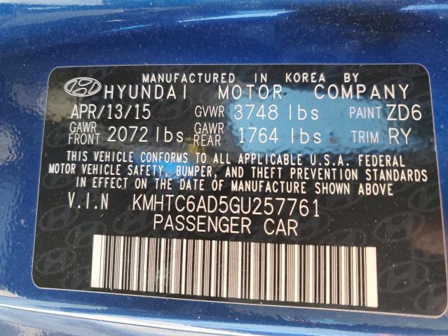 Photo 11 VIN: KMHTC6AD5GU257761 - HYUNDAI VELOSTER 