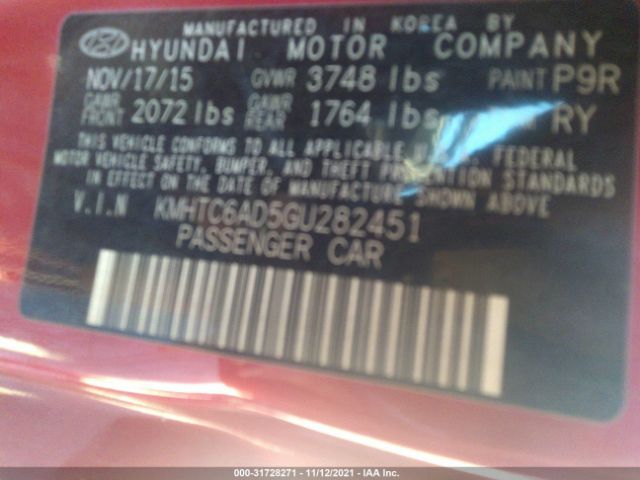 Photo 8 VIN: KMHTC6AD5GU282451 - HYUNDAI VELOSTER 