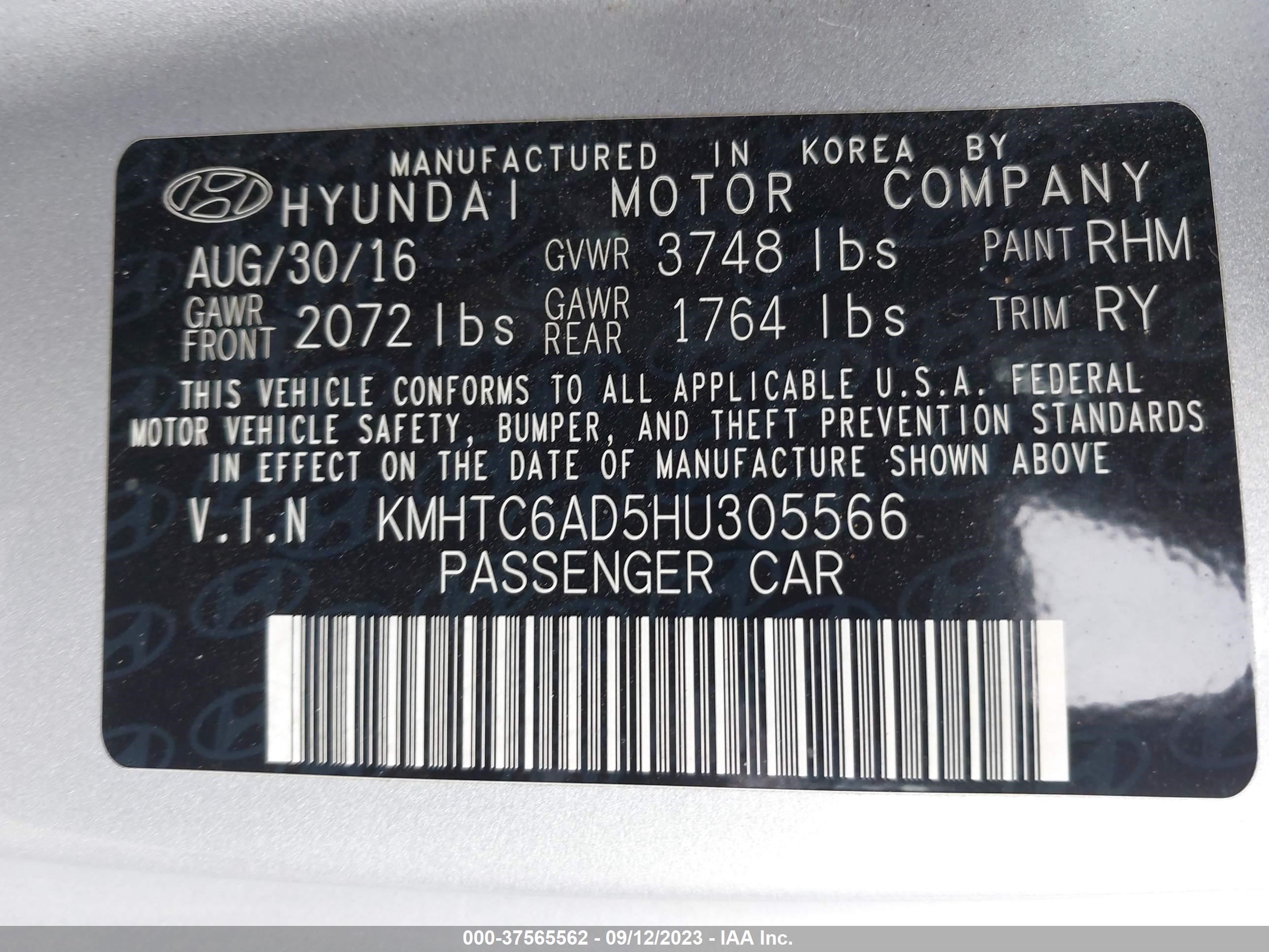 Photo 8 VIN: KMHTC6AD5HU305566 - HYUNDAI VELOSTER 