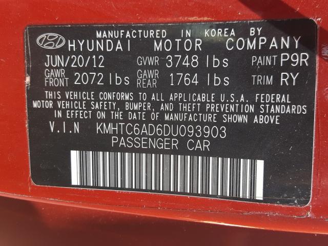 Photo 9 VIN: KMHTC6AD6DU093903 - HYUNDAI VELOSTER 