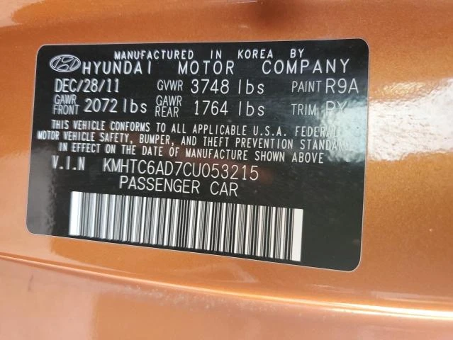 Photo 12 VIN: KMHTC6AD7CU053215 - HYUNDAI VELOSTER 