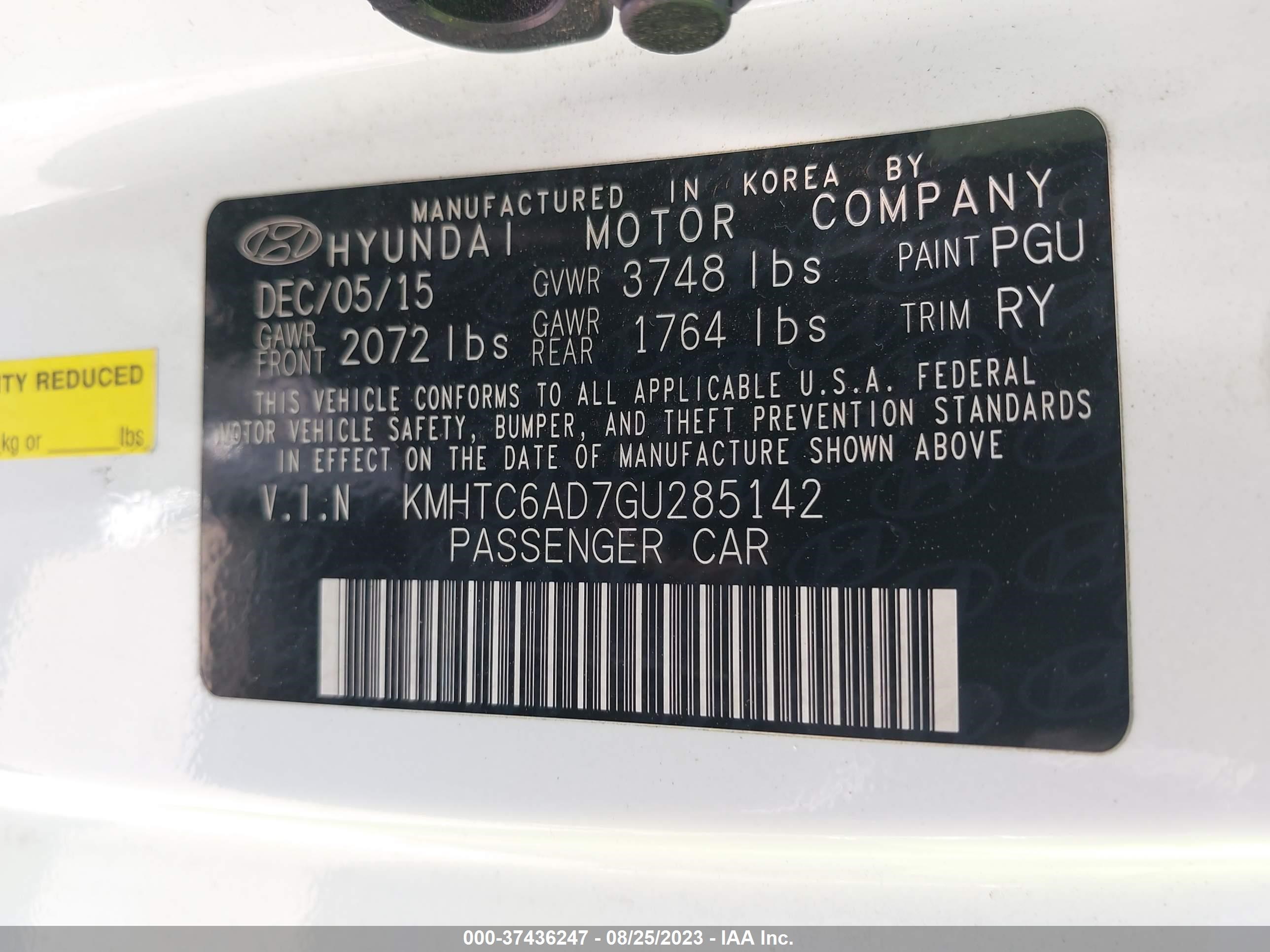 Photo 8 VIN: KMHTC6AD7GU285142 - HYUNDAI VELOSTER 